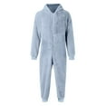 thumbnail image 3 of KKBOTIVE Winter Fuzzy Onesies Pajamas for Men Hoodie Zipper Jumpsuits Loungewear Long Sleeve Warm Romper Adult Fall Winter Loungewear Light Blue Size: XL, 3 of 6