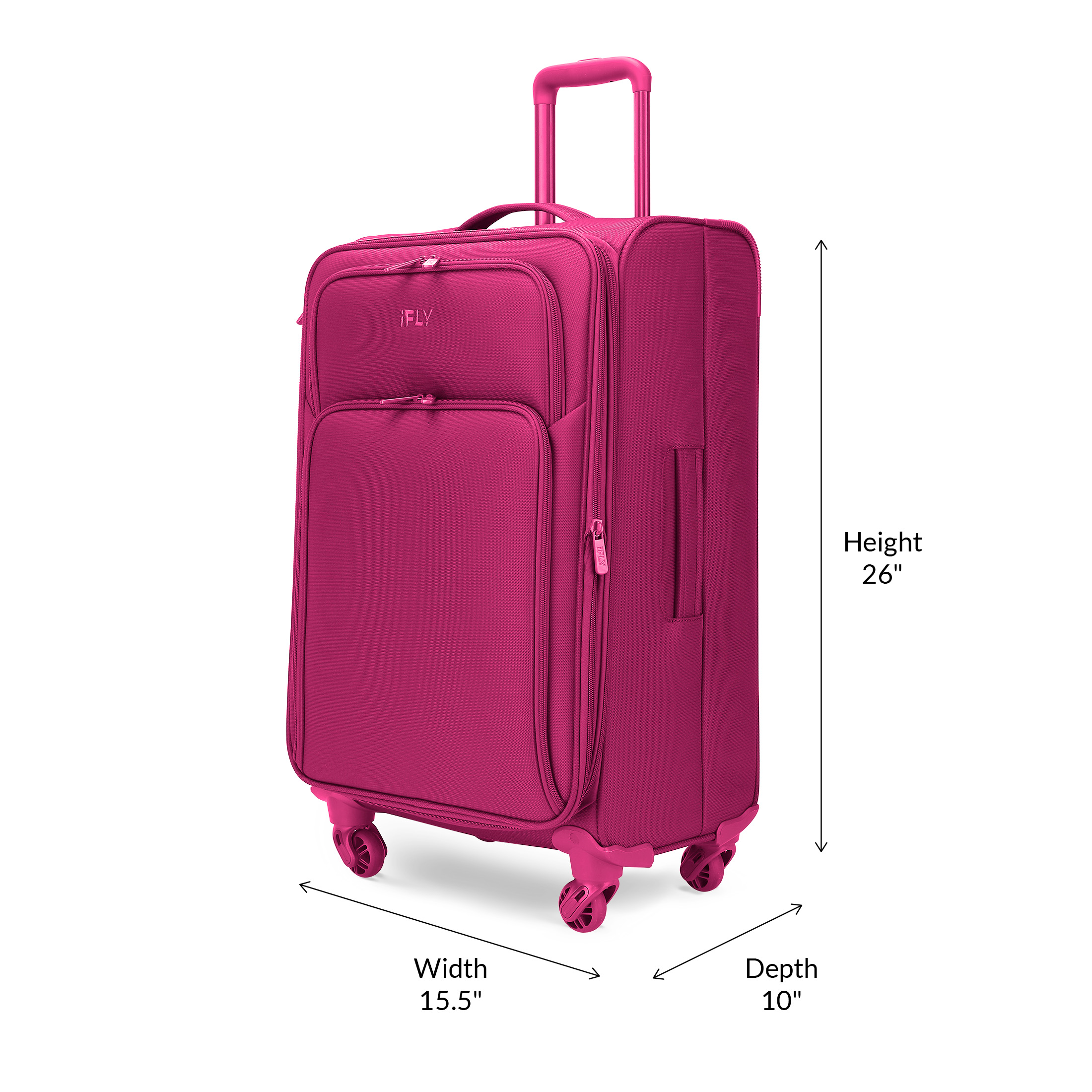 iFLY Softside Passion 24" Checked Luggage, Fuchsia - image 2 of 8