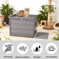 thumbnail image 4 of Hidden Cat Litter Box Enclosure Furniture, Handwoven Rattan Cats Litter Box Cabinet with Mat, Large Indoor Cat House with Fence, Cats Washroom Furniture for Living Room Apartment, 4 of 8