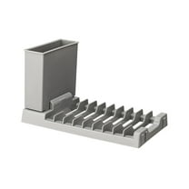 Lilixerw Dish Drying Rack,Sturdy Dish Drying Rack for Countertop,Kitchen Supplies with Utensil Holder Cup,Gray