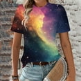 thumbnail image 6 of Ounisa Short Sleeve Women Tops Crewneck Blouses Dressy Casual Summer Starry Sky T Shirts Loose Fit Business Work Clothes, 6 of 6