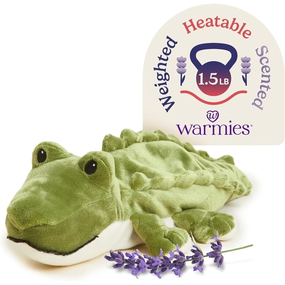 warmies 13” Alligator Stuffed Animal, Microwavable Heated Plushies and Weighted Soft Plush Toys