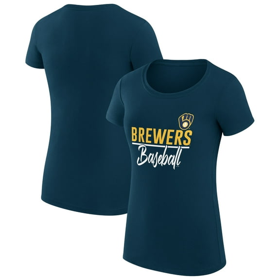Women's G-III 4Her by Carl Banks  Navy Milwaukee Brewers Team Graphic Fitted T-Shirt