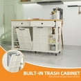 thumbnail image 3 of Craftian Kitchen Island with Power Outlets & Drop Leaf, Kitchen Island Cart with Trash Storage,White, 3 of 8