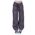 thumbnail image 1 of xiaxaixu Women Baggy Pants Solid Color Drawstring Waist Cargo Pants Multiple Pockets Jogger Pants, 1 of 9