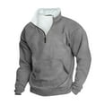 thumbnail image 2 of Levmjia Men's Sweaters 1/4 Zip Fall Winter Warm Sweatshirts Casual Hoodie Retro Stand-up Neck Zipper Long Sleeve Loose Tops Seawshirts, 2 of 3