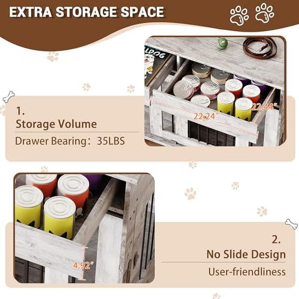 Ataucjin 47" Dog Crate Furniture with Storage Drawers & Removable Divider，Stylish Kennel for Large, Medium & Small Dogs