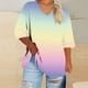 thumbnail image 1 of Xuyuer Women's Fashion Daily Style Printed V-neck 3/4 Sleeve T-shirt Large Size Loose Top, 1 of 5