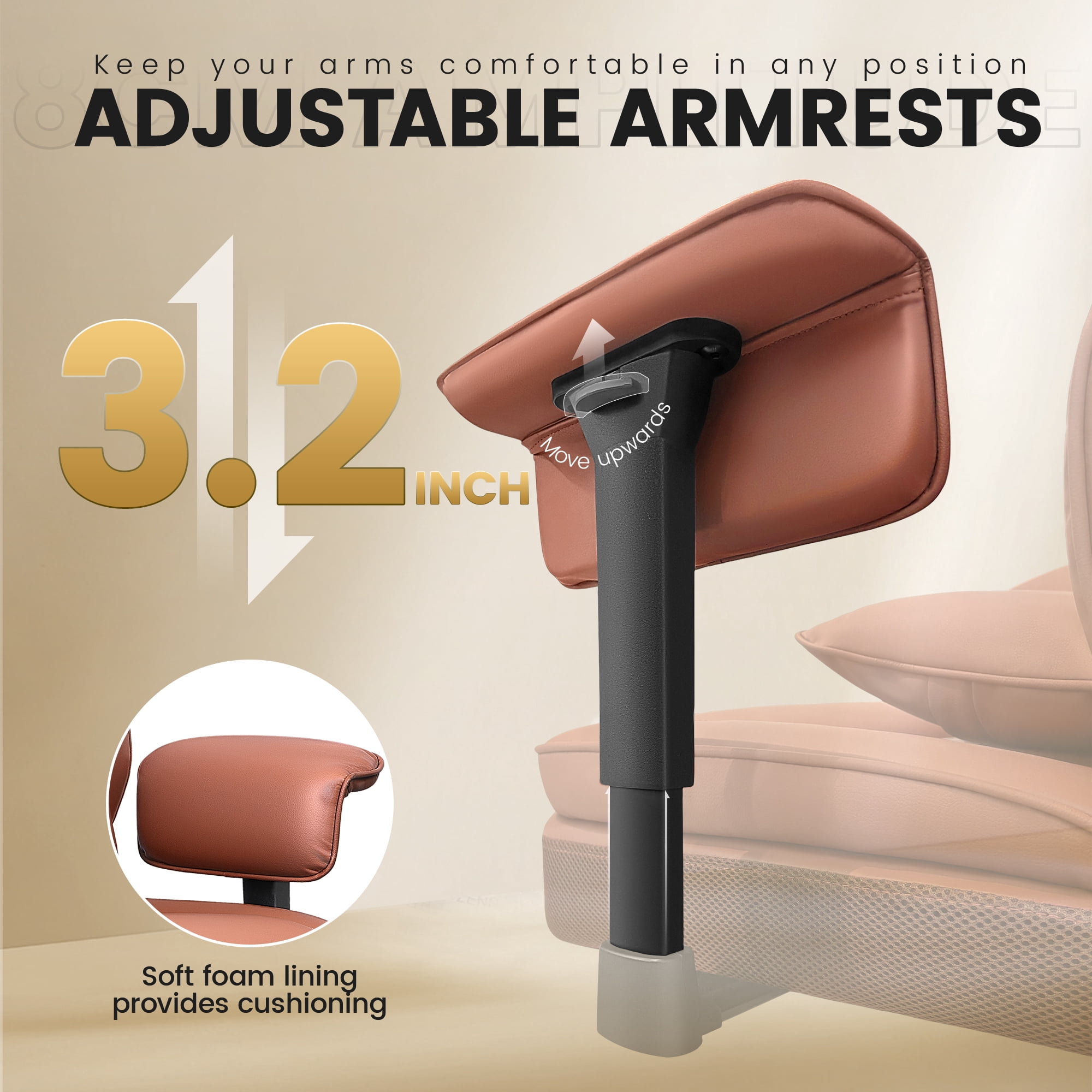 COOLHUT Large Executive PU Leather Office Chair with Adjustable Armrests and Footrest, High Back and Lumbar Support, Ideal for Big and Tall Users, Perfect for Home Office or Computer Desk Use, Brown
