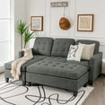 thumbnail image 3 of Costway  Reversible Sectional Sofa Couch L-shaped Linen Sleeper w/Ottoman Grey, 3 of 10