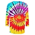 thumbnail image 4 of CYMMPU Tie Dye 3/4 Sleeve Tunic Tops Loose Fit Spring Tops Blouses for Women Dressy Casual Round Neck Fall Trendy Shirts Ombre T-Shirts Multicolor XXL, 4 of 5