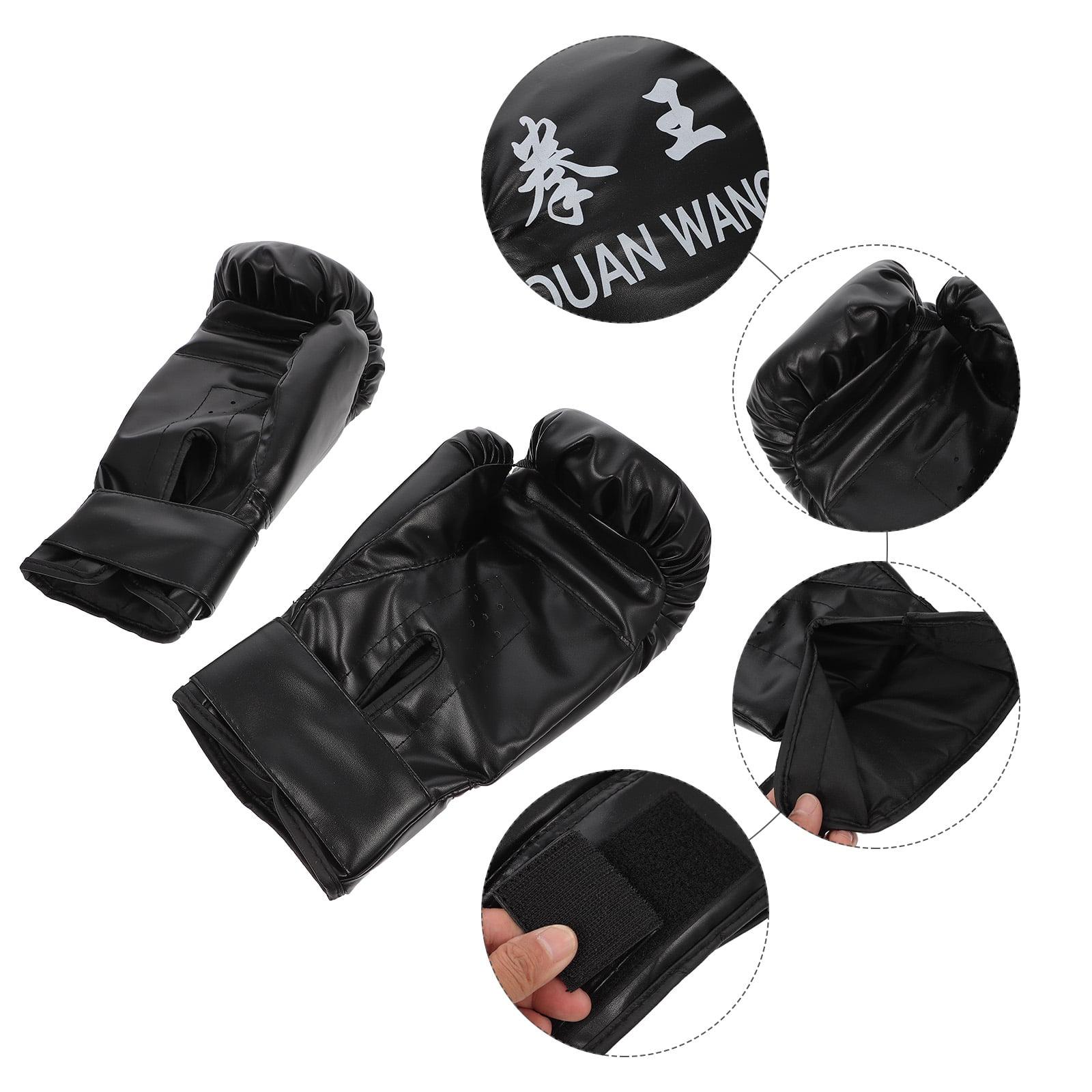 DEEPCRAFF 1Pair Thickened Kickboxing Gloves Black Professional Boxing Supply with Air Flow Design