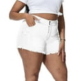 thumbnail image 3 of Gocolloa Women Plus Size Jean Shorts Sexy Stretchy High Waisted Frayed Raw Hem Denim Shorts White 16W, 3 of 5