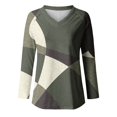 thumbnail image 4 of KIHOUT - Blusas casuales para mujer, liquidación 2024, blusa clásica de cuello en V con bloques de color, blusas holgadas básicas de otoño, blusas tipo túnica de manga larga, 4 of 4