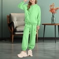 thumbnail image 2 of UACY Teen Girls 2 Piece Sweatsuits Fleece Hoodies Jogging Set Youth Kids Ribbed Cuffs Oversized Pockets Sweatpants Outfits ﻿ (Green, 7-8 Years), 2 of 9