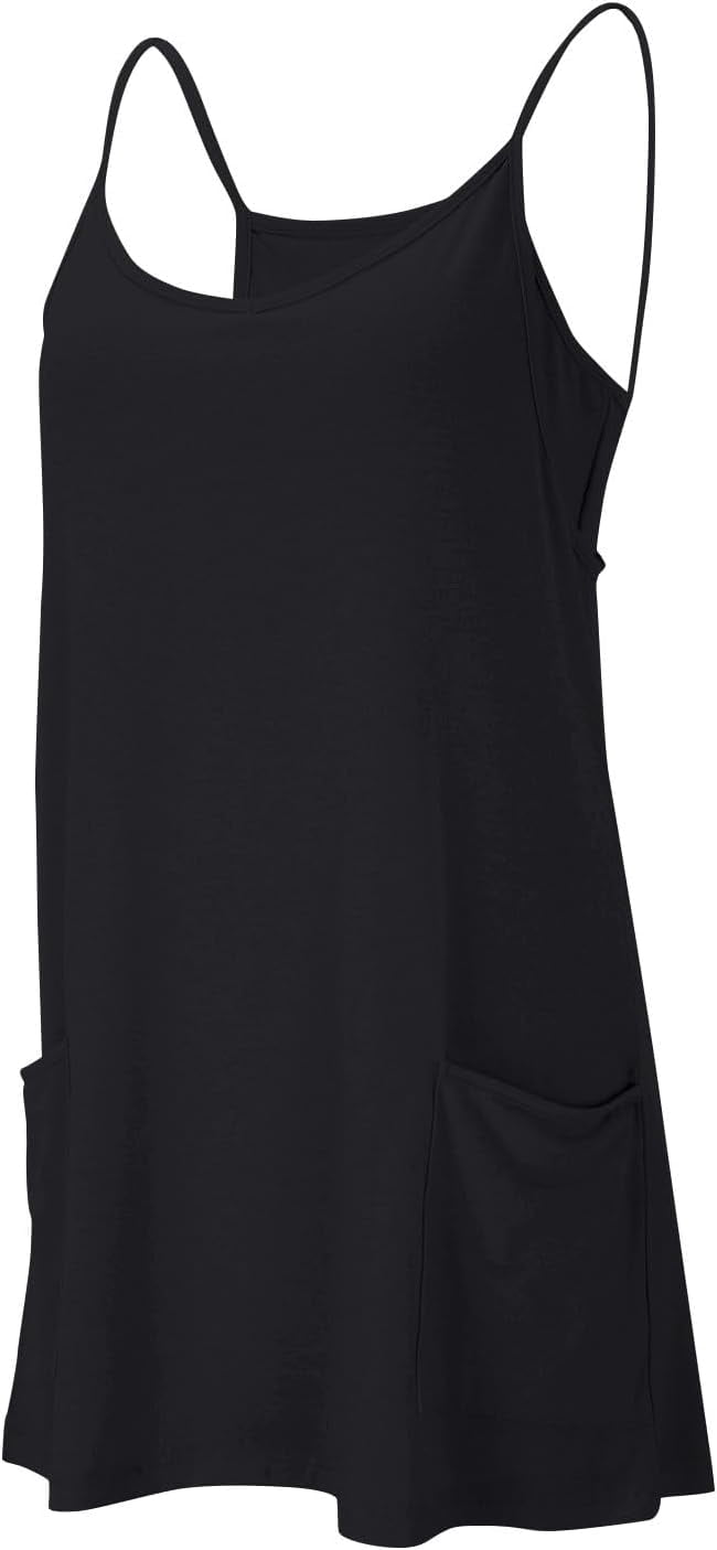 Women Tennis Dress Built in Shorts Adjustable Straps Hot Shot Mini Dress Athletic Workout Golf Dresses with Pockets