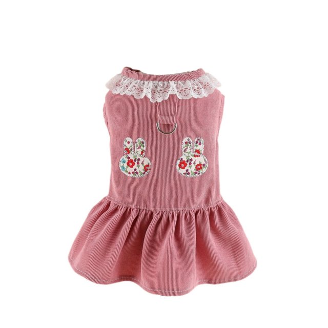 CSChome Robe pour Animaux de Compagnie Douce et Confortable Motif Floral Princesse Lapin Anneau de Traction Printemps Été