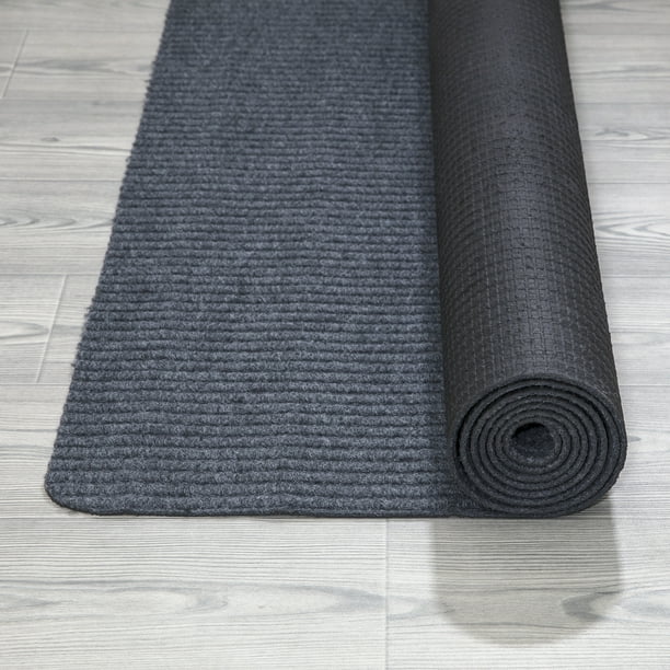 Ottomanson Indoor/Outdoor Utility Ribbed Area Rug, Gray, 5'X7