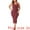 Burgundy, variant on Plus Size Sweater V Neck Ribbed Knit Bodycon Dress 1X Beige