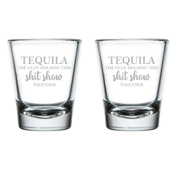 Set of 2 Shot Glasses 1.75oz Shot Glass Gift Tequila The Glue Holding This Together Funny