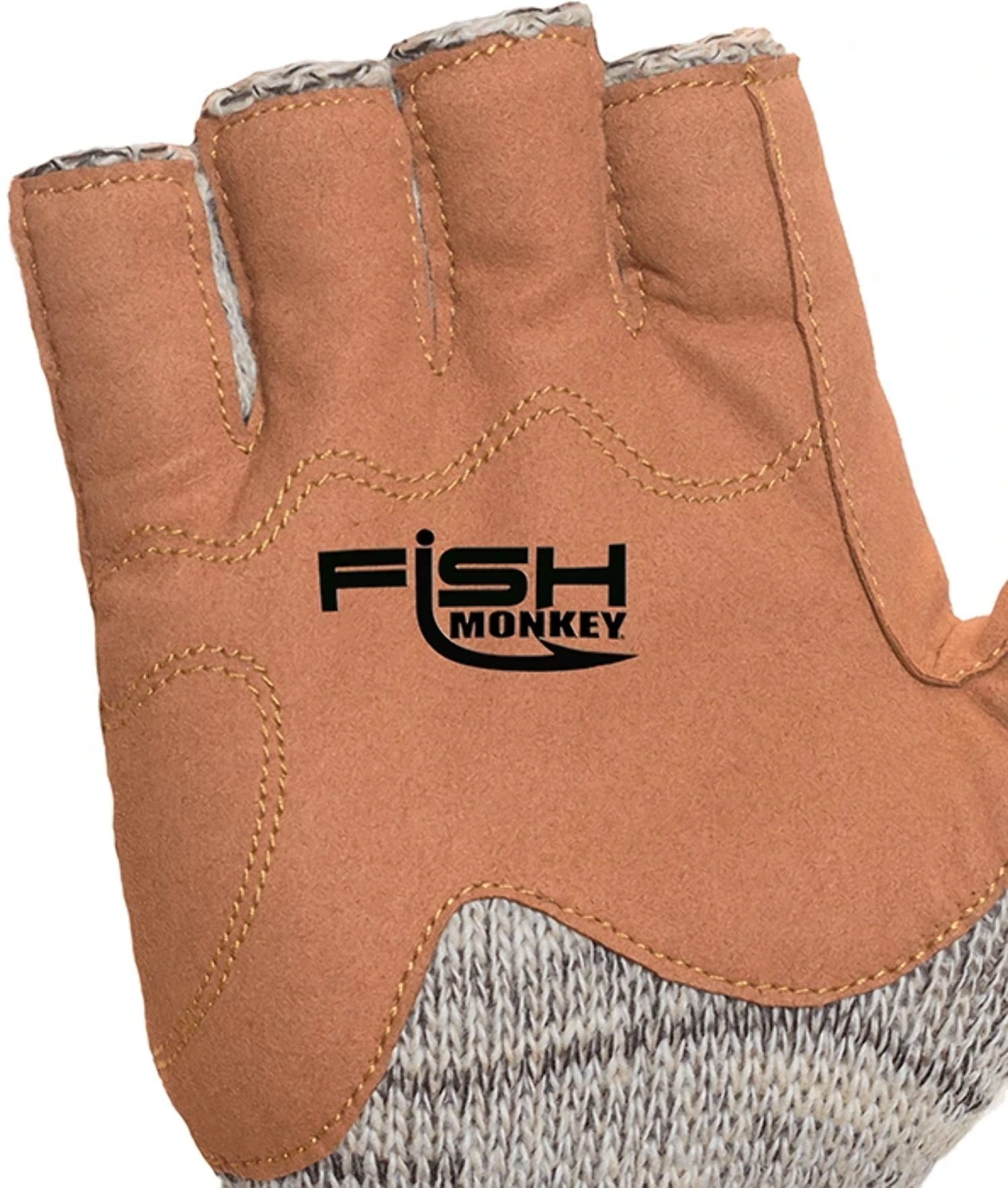 Fish Monkey Size L XL Wooly Half Finger Knit Wool Fishing Gloves FM30 Large-XL 