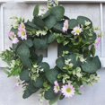 thumbnail image 1 of de de eucalitto de 12 ", gran vegetación , hojas rústicas, pequeñas flores de Margarita para puerta, regalos de rosa Soledad Corona de eucalipto, 1 of 6