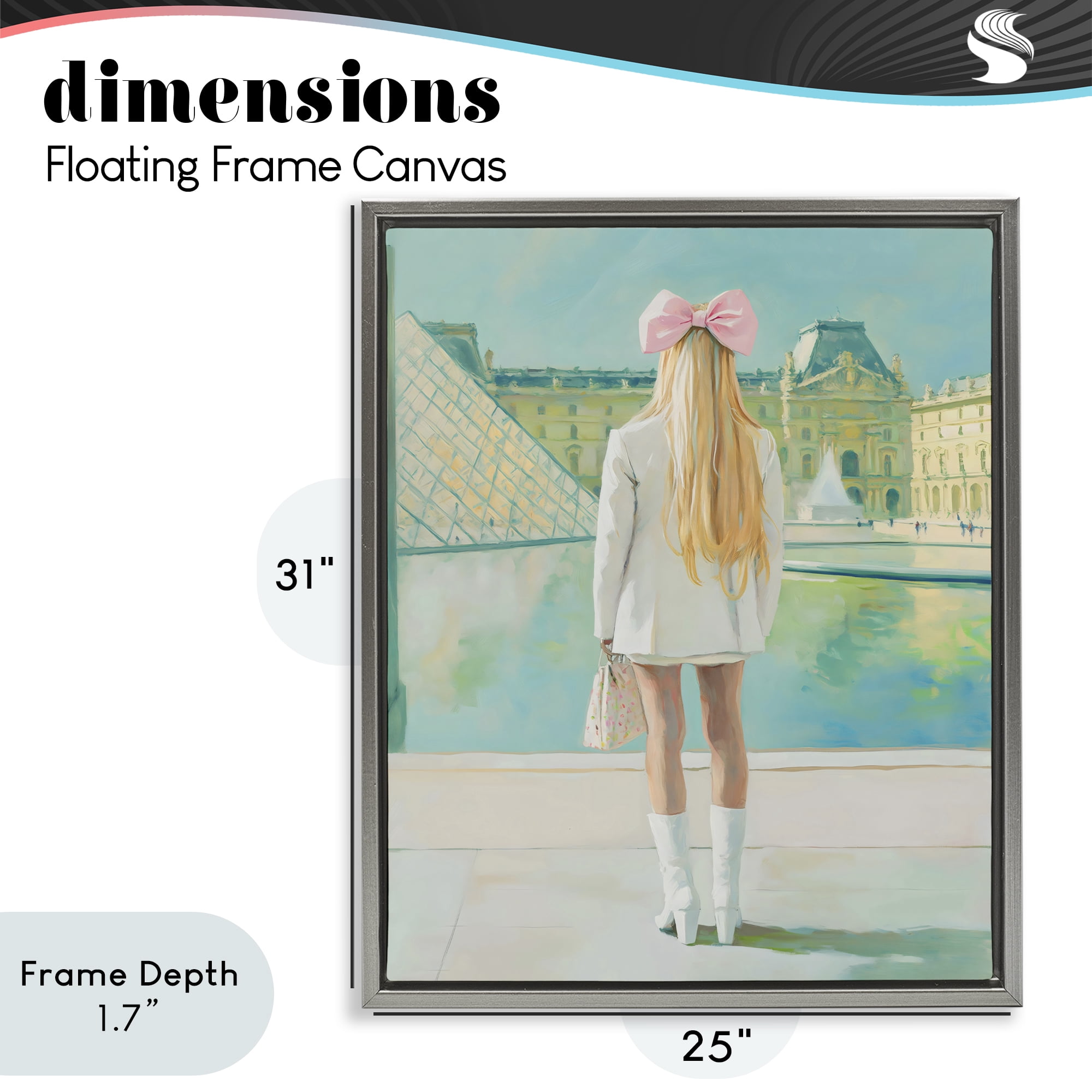Stupell Industries Girl In Paris Observing Gray Framed Floater Canvas Wall Art, design by The Prints Vibe