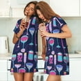 thumbnail image 3 of Ratiio Wine Glasses And Cocktails Print Women's Short-sleeved Nightdress - Casual A-line Sleeveless Sleepwear Dress for Summer, Comfortable and Breathable, 3 of 8