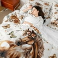 thumbnail image 4 of Castle Fairy Female Men Women Farmhouse Animal Horse Twin Bedding Sets 7-Piece,Chic Floral Flowers Rose Bedding Comforter Set Microfiber,Vintage Flying Butterflies Breathable Sheet Sets, 4 of 8
