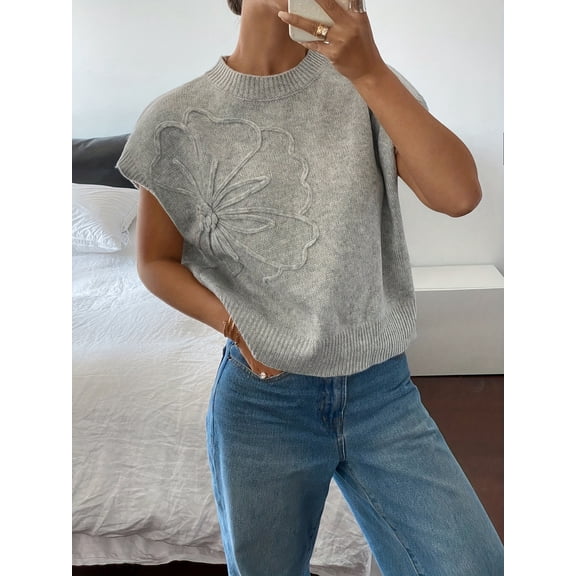 Spring-Summer New Arrival Printed Loose Fit Oversized European and American Style Casual Women's Pullover Sweater with Short Sleeves in Solid Colors