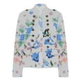 thumbnail image 5 of IROINNID Women's Casual Short Jacket Stand Collar Print Open Front Long Sleeve Outwear, White, 5 of 5