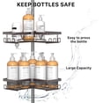 thumbnail image 4 of KEGII 4-Tier Corner Shower Caddy Tension Pole - Waterproof Shower Rod Organizer, Floor to Ceiling Tension Rod 25-114.2 inch, Stainless Steel Corner Shower Shelf, Bronze, 4 of 15