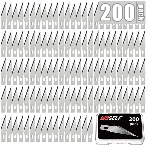 DIYSELF 200 PCS Craft Knife Blades, SK5 Carbon Steel #11 Exacto Knife Blades Refill