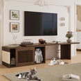 thumbnail image 3 of Mid-Century Modern 2 in 1 Cat Furniture 78" Extendable Walnut TV Stand (up to 100"),  Entertainment Center Litter Box Enclosure with Cat Scratcher, 3 of 21
