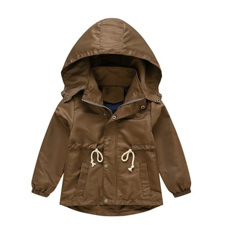 

RPVATI Child Children Kids Hooded Jacket Long Sleeve Pockets Jacket Warm Button Up Clothes 3Y-10Y