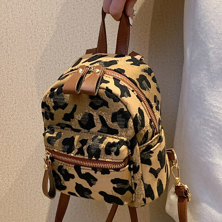 Women's Classic Print Travel Backpack Pu Leather Shoulder Casual