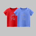 thumbnail image 3 of 2-Pack Girls Cute T-Shirt Kids Summer Short Sleeve Tops Bear Casual Cotton Trendy Crew Neck Graphic Tees Loose Blouses, Red/Blue, 4 Years, 3 of 3