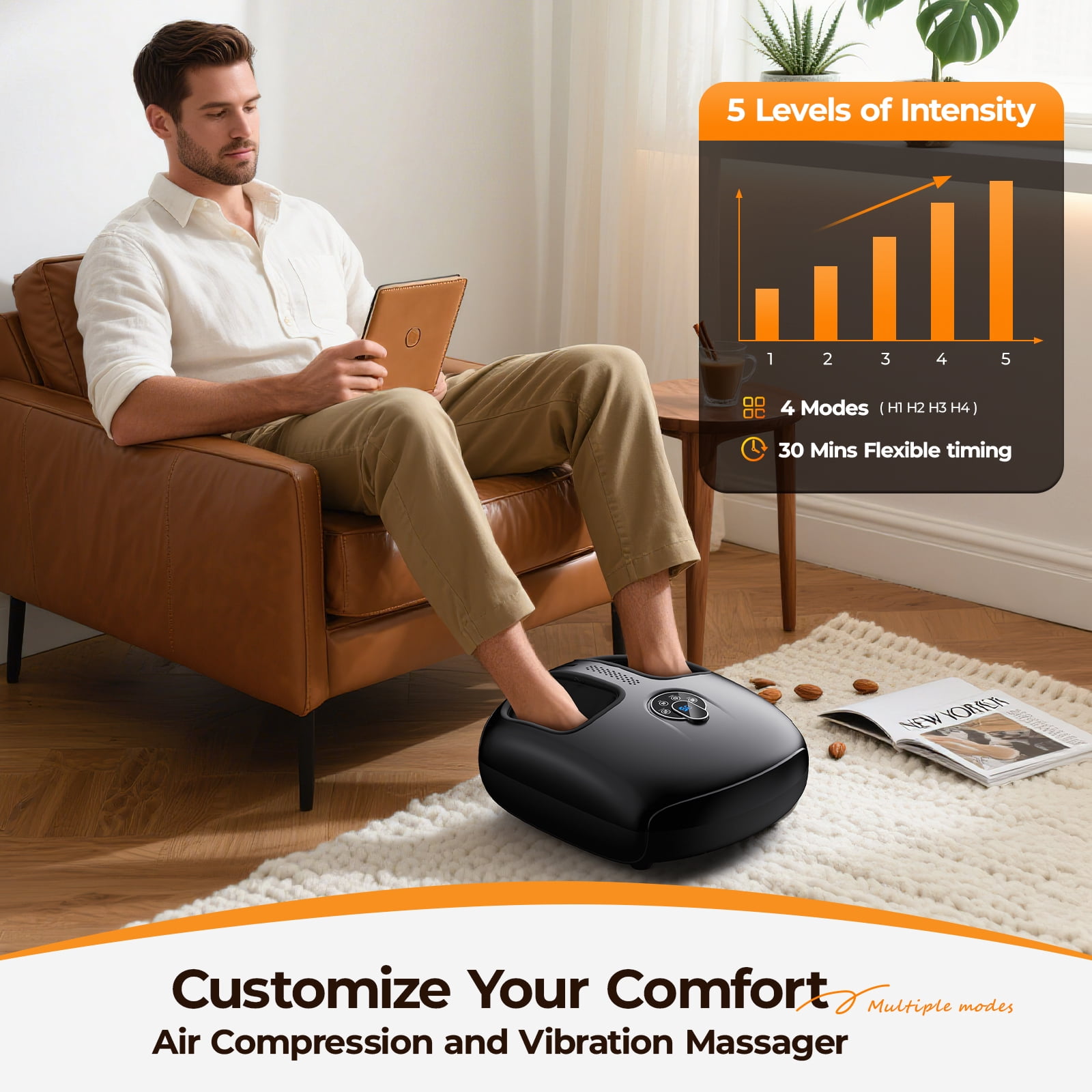 Anqdy Foot Massager with Heat for Neuropathy Tired Foot Blood Circulation, FSA HSA Eligible,Black, Birthday Gifts for Mom Dad Men