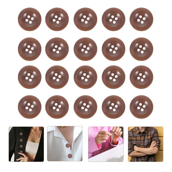 WRITWAA 20Pack Large Round Wood Buttons Coffee for Sewing and Decorating Fabric for Tailors and