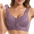 thumbnail image 2 of EliteGoogv Womens Bras Front Side Buckle Lace Seamless Bras For Older Women Wireless Thin Padded Gathering Plus Size Bras Everyday Full Coverage Bras Grey 42, 2 of 9