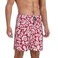 thumbnail image 2 of Kdxio Red Flowers Print Mens Sleep Shorts Bottoms Soft Comfy Pajama Wear Pants with Drawstring Pockets, 2 of 7