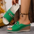 thumbnail image 4 of Rokment Orthopedic Wedges Slip on Dressy Sandals for Women Ladies 2026 Summer Trendy Casual Leather Arch Support Platform Heeled Dress Slides Business Office Work Green Size 9.5, 4 of 7