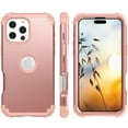 thumbnail image 6 of TECH CIRCLE for iPhone 15 Pro Max Slim Soft Rubber Armor Case,Three Layer Heavy Duty Shockproof Protection Hard Plastic Bumper + Soft Silicone Rubber Hybrid Protective Cover,Rosegold, 6 of 8
