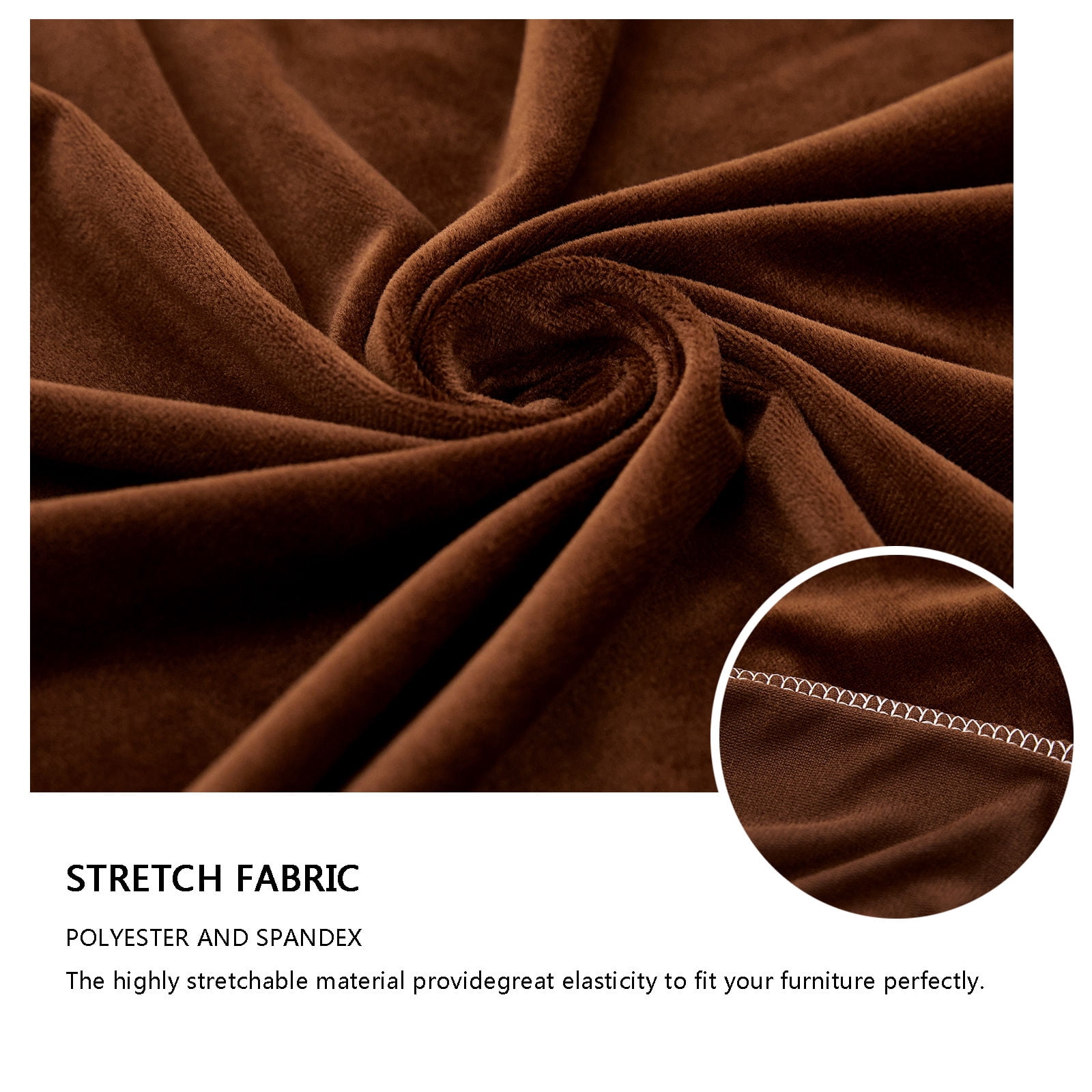 Velvet 1 2 3 Cushion Couch Cushion Cover for L-Shaped Sofa Chaise Longue Sofa Slipcover, Stretch Sofa Cover Non-slip Soft Furniture Protector -Coffee color-Chair