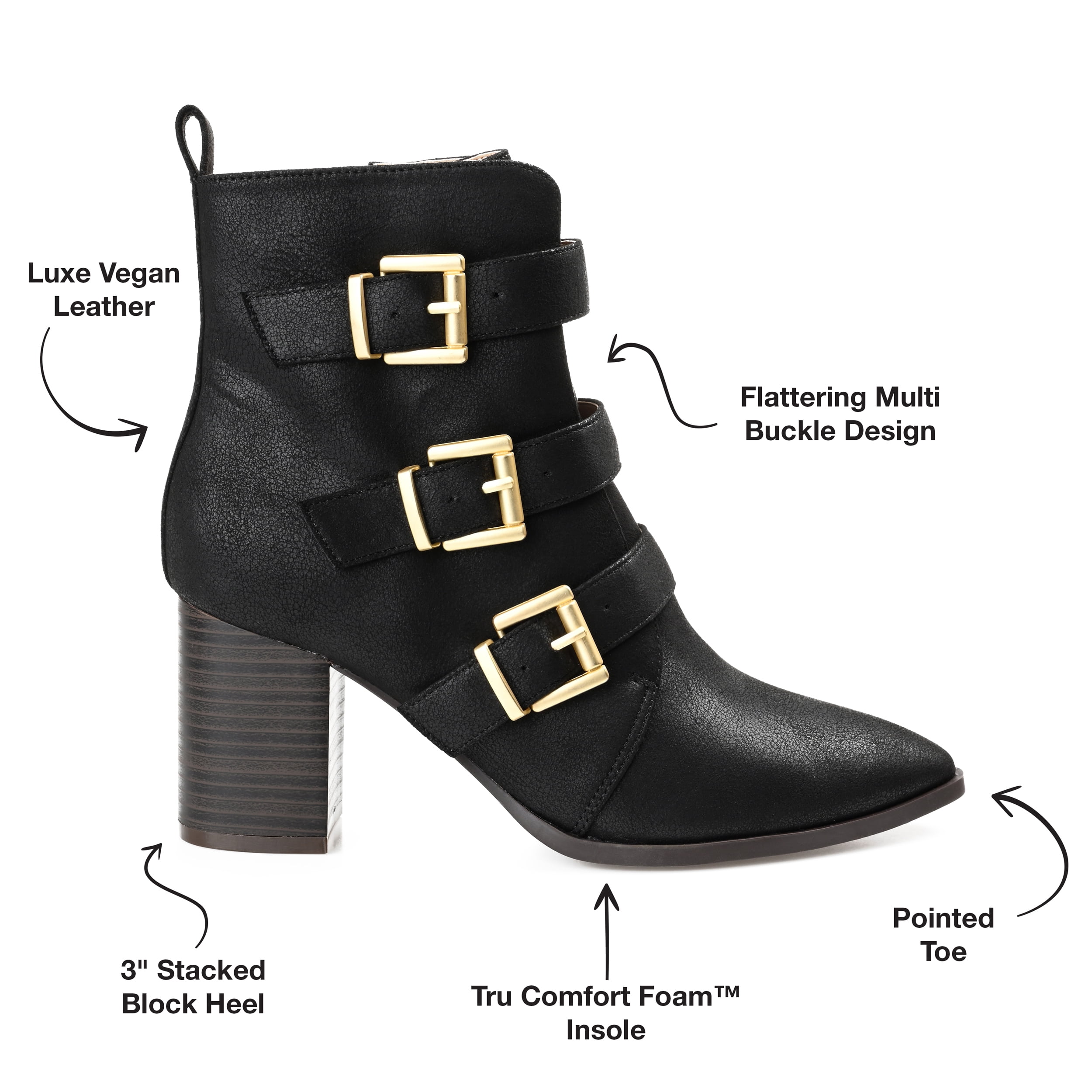 Journee Collection Womens Winsley Tru Comfort Foam Inside Zip Stacked Heel Booties