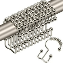 Shower Curtain Hooks,Sturdy Stainless Steel Double Sided Shower Hooks Rings for Bathroom Shower Curtain Rods Curtains Set of 12 Hooks - Nickel