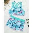 thumbnail image 3 of Jizyo Kids Girls 2 Piece Swimsuits Racer Back Tank Top with Boyshorts Tankini Swimwear Bathing Suit Turquoise 6, 3 of 7
