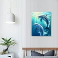 thumbnail image 4 of COMIO  Dolphin Canvas Wall Art Cute Dolphins Playing Under Sea with Sunshine Picture Printing Artwork for Living Room Bedroom Bathroom Wall Decor,Stretched and Framed, 4 of 5