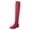 Red, variant on Dakaela Women’s Knee High Stretch Boots Low Block Heel Pull‑On Wide Calf Tall Boot Soft Faux Suede Dress Boots for Fall Winter Daily Party Occasions