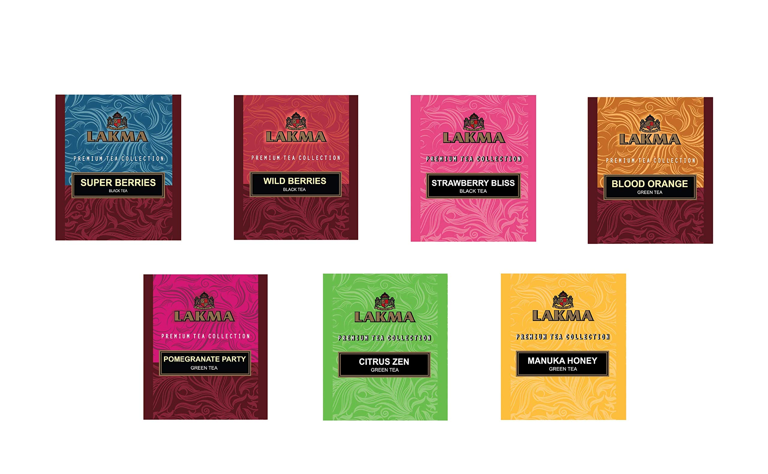 Lakma 7 Flavor Assorted Tea - Black & Green - 150 Tea Bags (6 Pack)